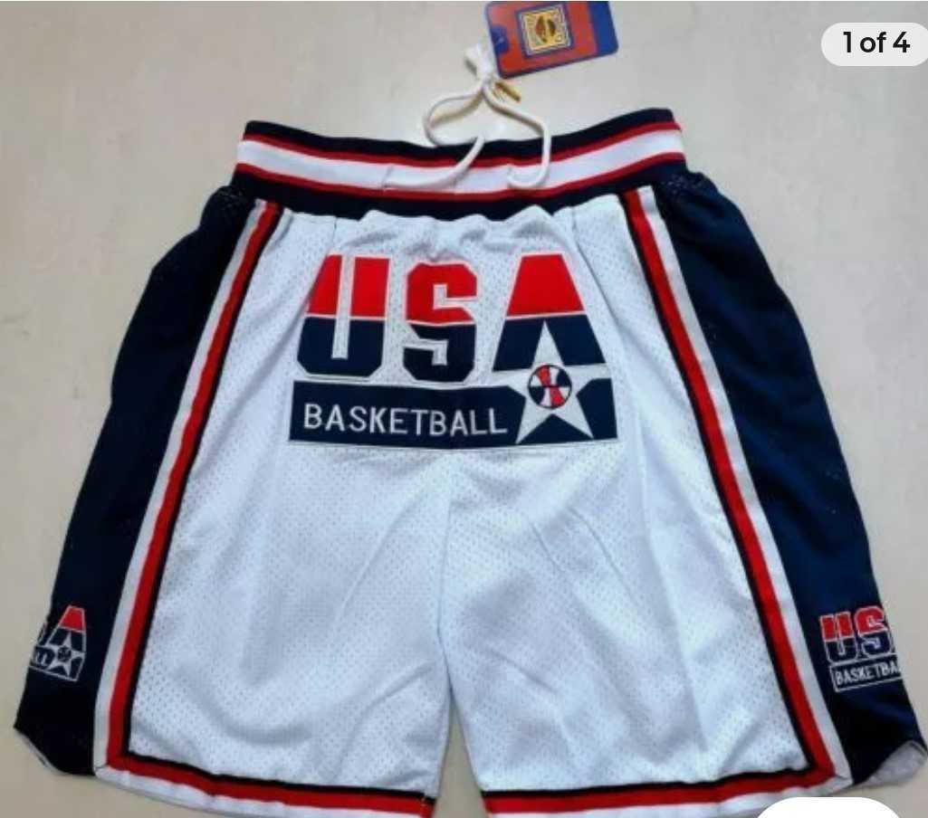 Mens Team USA White Pocket Shorts->nba shorts->NBA Jersey